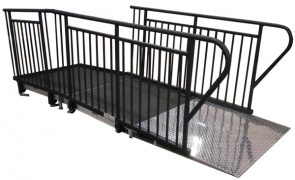 4’ Wide x 8’ Long Straight ADA Ramp with 4’ x 4’ Top Landing & Powder-Coated Guardrails