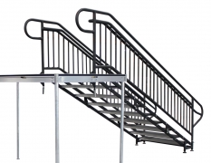 9 Step Adjustable Stair Unit w/ Custom Handrails - Back View