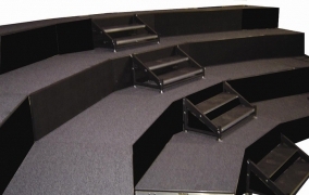 4 Tier Gray Carpeted Riser with 2 Step Stair Units