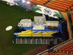 Orange Bowl HalftimeShow with ZZ Top-Custom rolling stagedesigned and built byStaging Dimensions,for Coper Productions