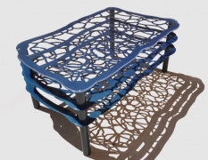 3 Tier Butterfly Wing Inspired Aluminum Coffee Table Powder Coated Toxic Blue Pearl - Designed by: Victoria Humphrey