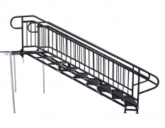 9 Step Adjustable Stair Unit w/ Custom Handrails - Side View