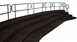 4 Tier Black Carpet Choral Riser with Black Steel Guardrail