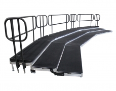 3 Tier Carpeted Riser with Standard Guardrail