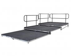 3 Tier Carpeted Riser with Standard Guardrail - Side View