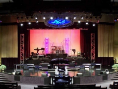 Custom Rolling Riser System designed and built by Staging Dimensions for Church In The Now
