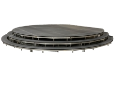 20' by 24"h Round Quad Stage w/ Round Stage Deck Stairs at 8" and 16"h